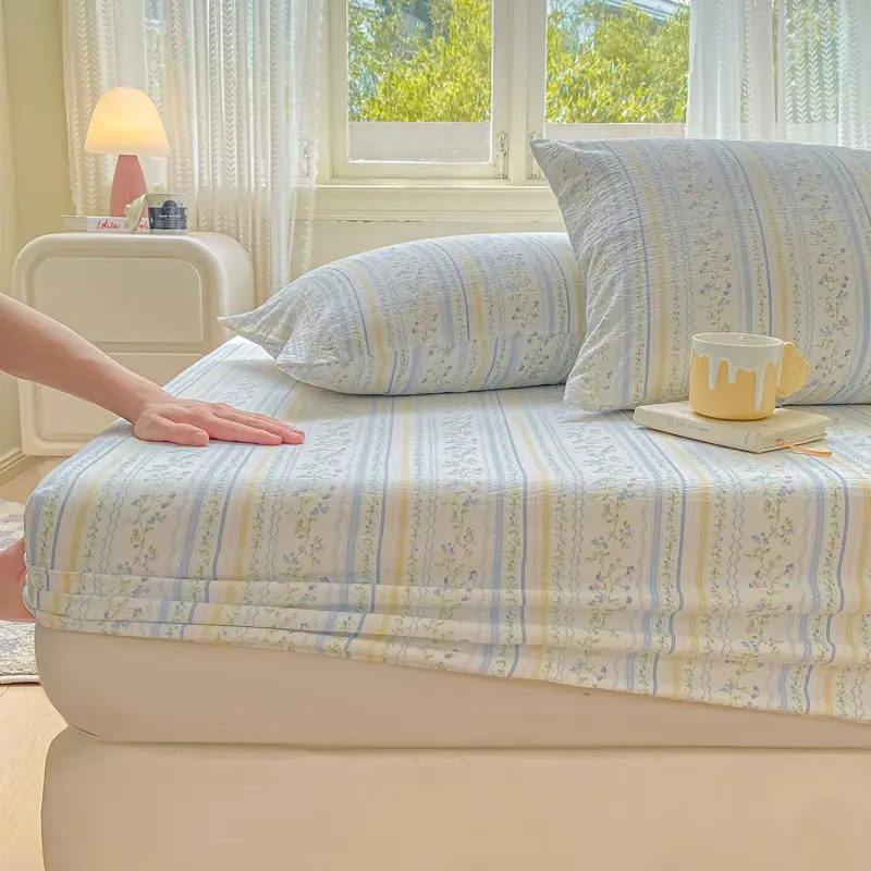 Double-Layer Gauze Fitted Sheet Three-Piece Set, Pure Cotton Feel, All-Season Mattress Protector, Full-Coverage Bed Cover, Single Piece, Maternal and Infant Grade — feature 25