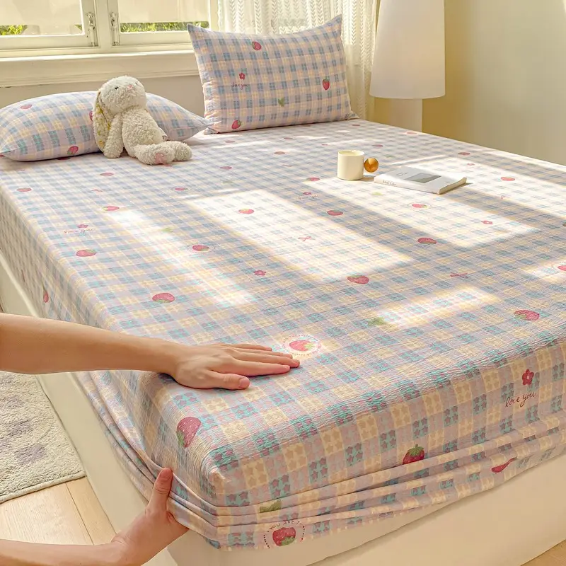 Double-Layer Gauze Fitted Sheet Three-Piece Set, Pure Cotton Feel, All-Season Mattress Protector, Full-Coverage Bed Cover, Single Piece, Maternal and Infant Grade — feature 35