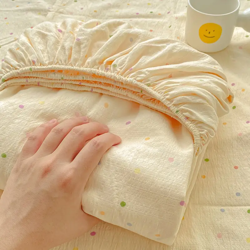 Double-Layer Gauze Fitted Sheet Three-Piece Set, Pure Cotton Feel, All-Season Mattress Protector, Full-Coverage Bed Cover, Single Piece, Maternal and Infant Grade