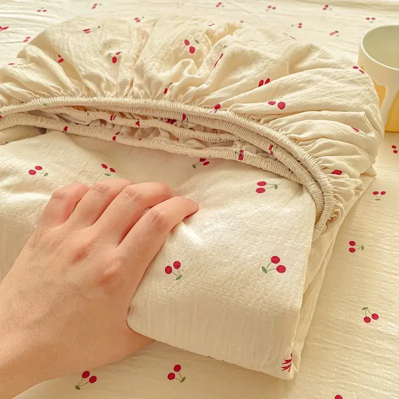 Double-Layer Gauze Fitted Sheet Three-Piece Set, Pure Cotton Feel, All-Season Mattress Protector, Full-Coverage Bed Cover, Single Piece, Maternal and Infant Grade