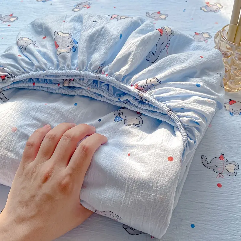 Double-Layer Gauze Fitted Sheet Three-Piece Set, Pure Cotton Feel, All-Season Mattress Protector, Full-Coverage Bed Cover, Single Piece, Maternal and Infant Grade