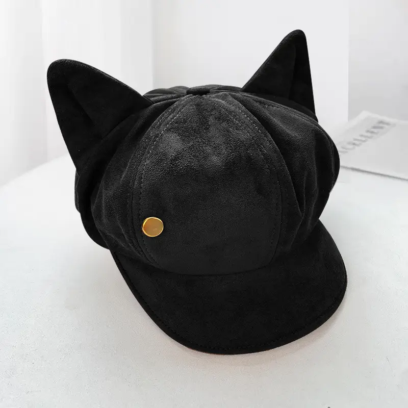 Cat Ear Beret Hat for Women Spring Autumn Cartoon Wide Bristle - Image 4