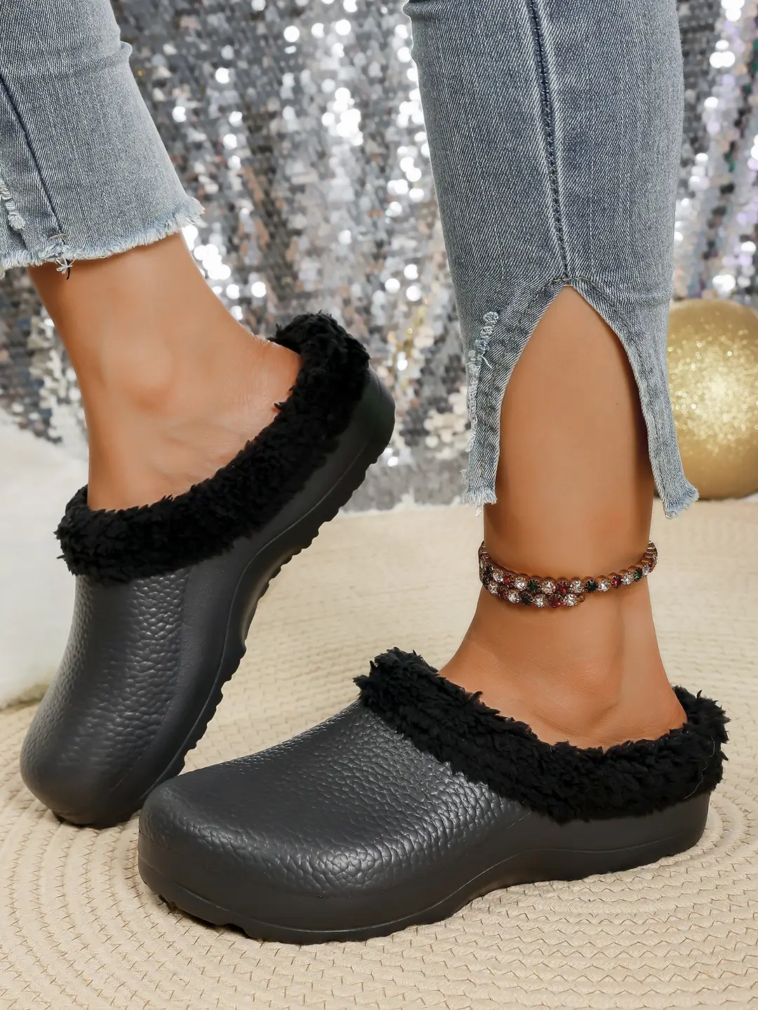Winter Padded Nurse Shoes for Export, Large Size Women's Cotton Slippers, Fleece-Lined Eva Waterproof Non-Slip Closed-Toe Slippers for Men — feature 4