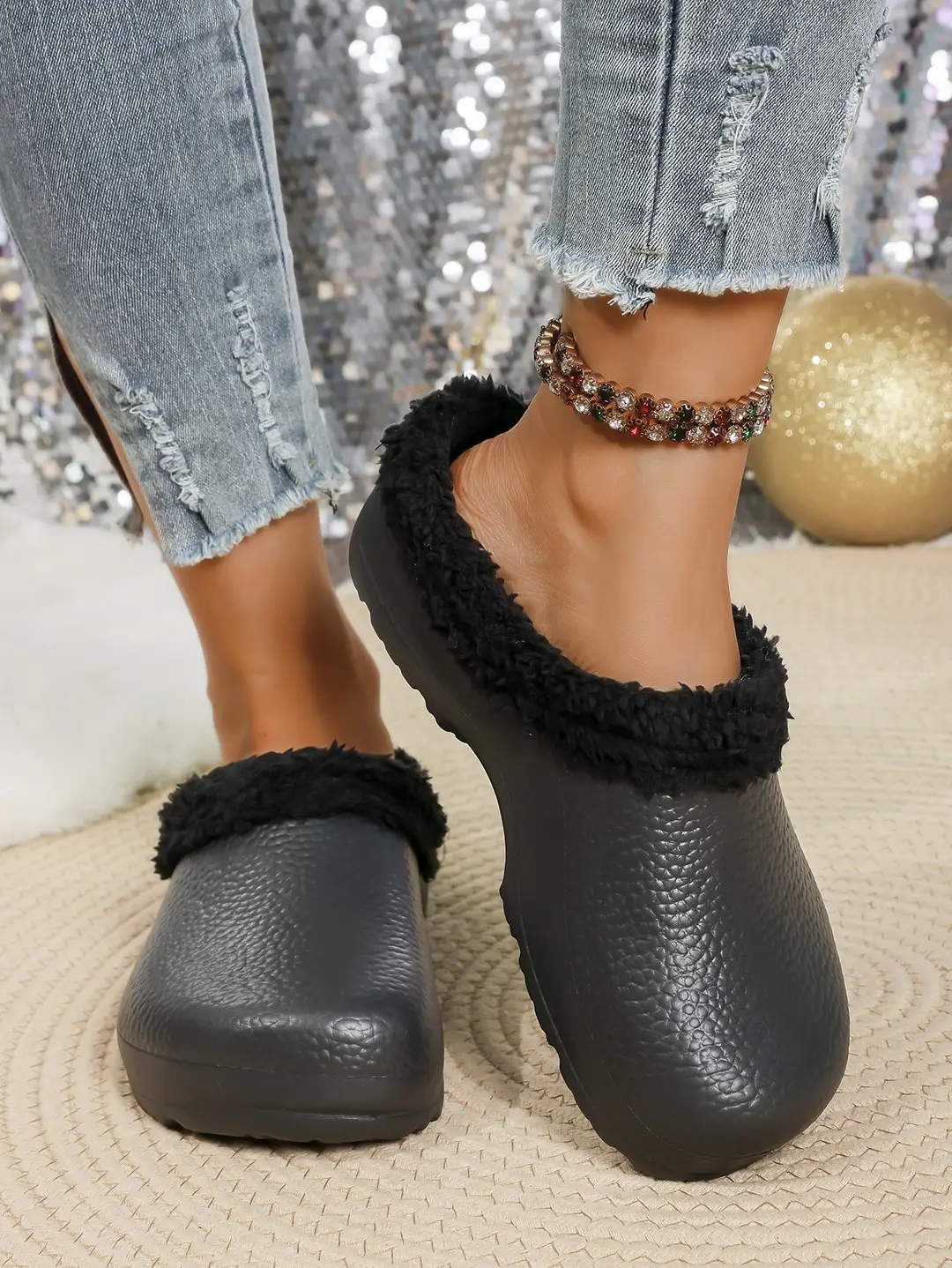 Winter Padded Nurse Shoes for Export, Large Size Women's Cotton Slippers, Fleece-Lined Eva Waterproof Non-Slip Closed-Toe Slippers for Men — feature 5