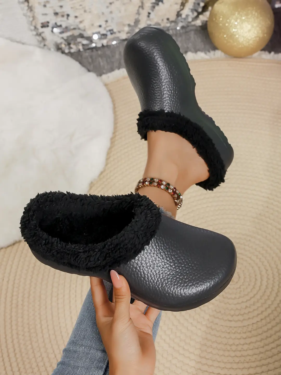 Winter Padded Nurse Shoes for Export, Large Size Women's Cotton Slippers, Fleece-Lined Eva Waterproof Non-Slip Closed-Toe Slippers for Men — feature 8