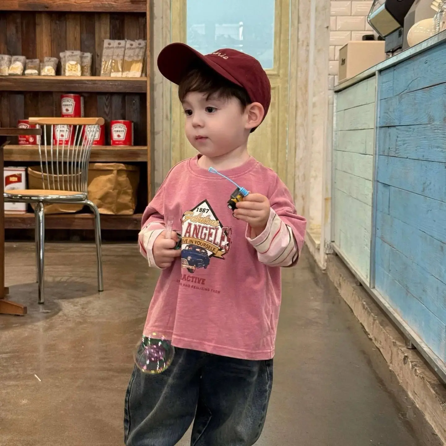 Baby Pink Cotton Two-Piece Top Set for Boys — feature 1