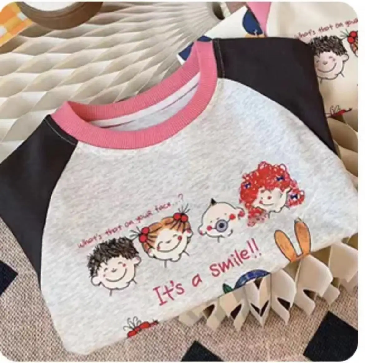Baby Pink Cotton Two-Piece Top Set for Boys
