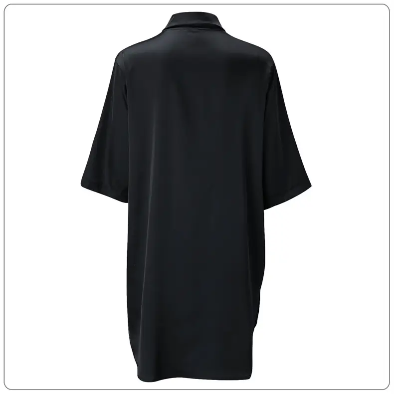 2025 Amazon Cross-Border Women's Satin Nightgown Bathrobe Solid Color Glossy Summer Thin Sexy Short-Sleeve Home Luxury Style — feature 14