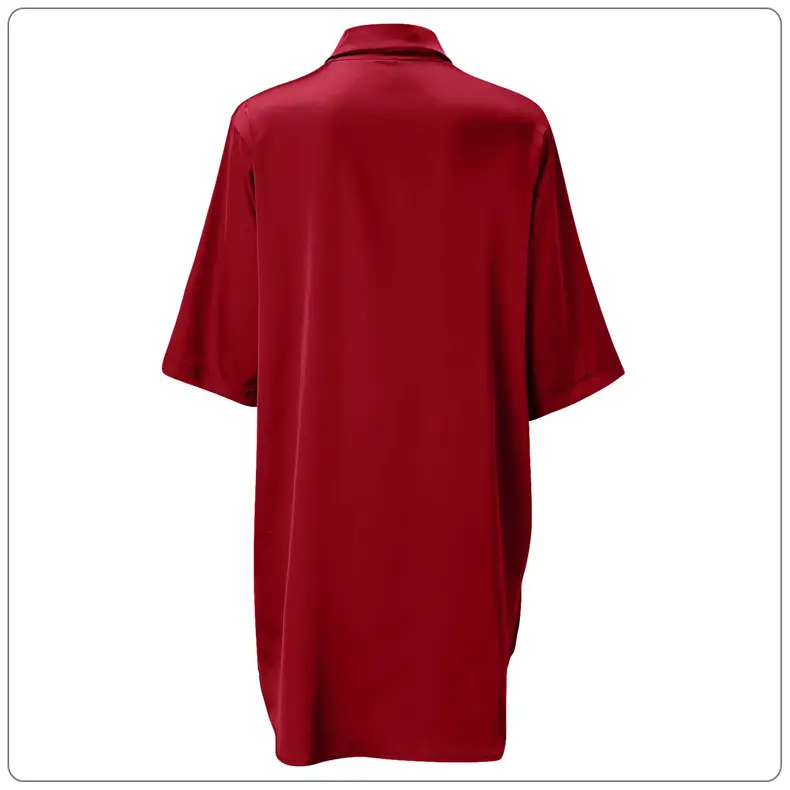 2025 Amazon Cross-Border Women's Satin Nightgown Bathrobe Solid Color Glossy Summer Thin Sexy Short-Sleeve Home Luxury Style — feature 16