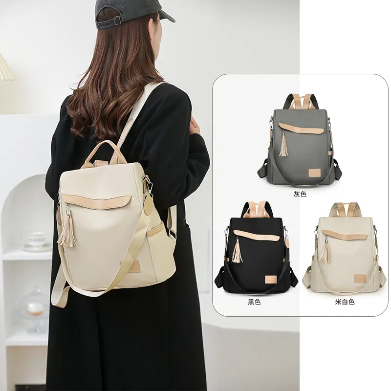 Women's Black Anti-Theft Backpack Large Capacity Urban Commuter