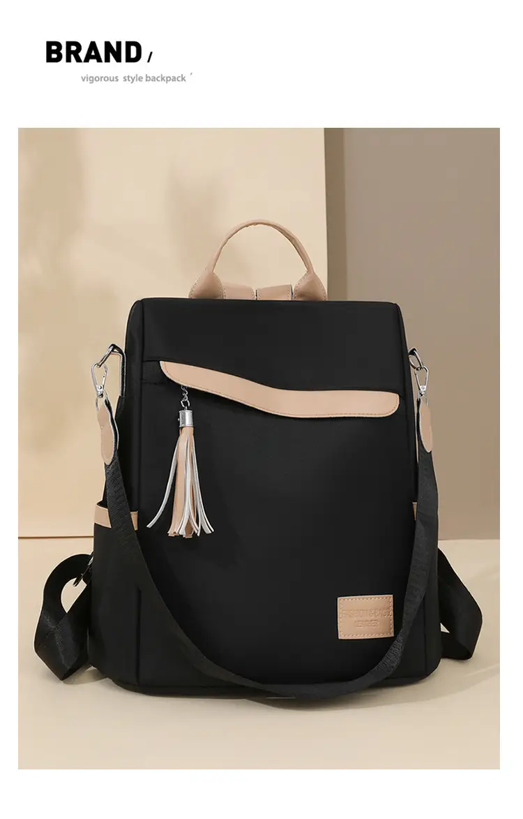 Women's Black Anti-Theft Backpack Large Capacity Urban Commuter — feature 15