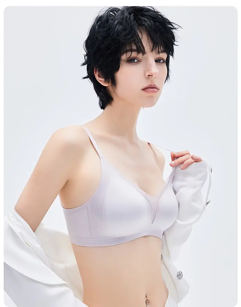 French Triangle Cup Bra, Summer Thin Satin Deep V Seamless Jelly Strip Soft Support Push-Up Breathable Soft Underwear — feature 11