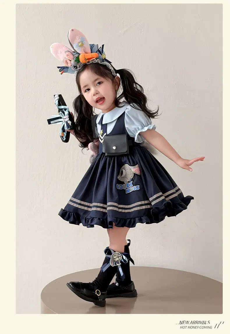 2026 Spring, Autumn, and Summer New Style Girls' Bunny Police Officer Outfit Children's Princess Dress Judy Police Officer Lolita Dress — feature 10