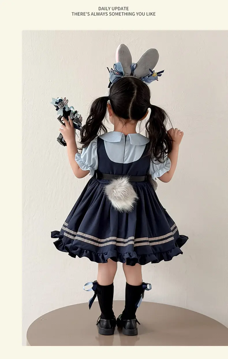 2026 Spring, Autumn, and Summer New Style Girls' Bunny Police Officer Outfit Children's Princess Dress Judy Police Officer Lolita Dress — feature 12