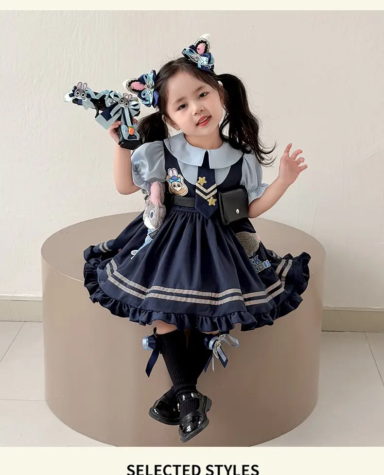 2026 Spring, Autumn, and Summer New Style Girls' Bunny Police Officer Outfit Children's Princess Dress Judy Police Officer Lolita Dress — feature 13