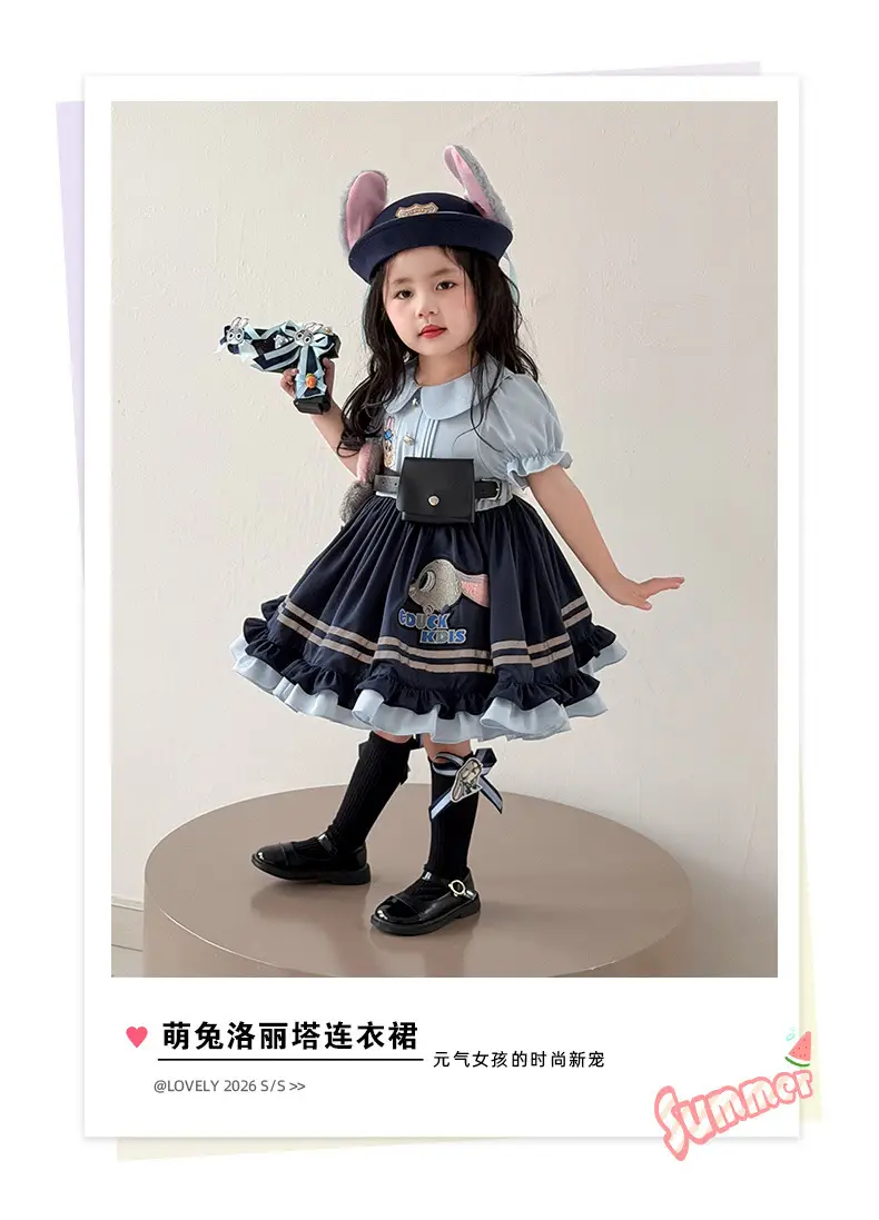 2026 Spring, Autumn, and Summer New Style Girls' Bunny Police Officer Outfit Children's Princess Dress Judy Police Officer Lolita Dress — feature 23