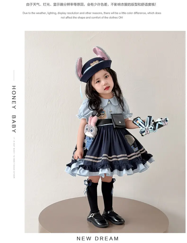 2026 Spring, Autumn, and Summer New Style Girls' Bunny Police Officer Outfit Children's Princess Dress Judy Police Officer Lolita Dress — feature 28