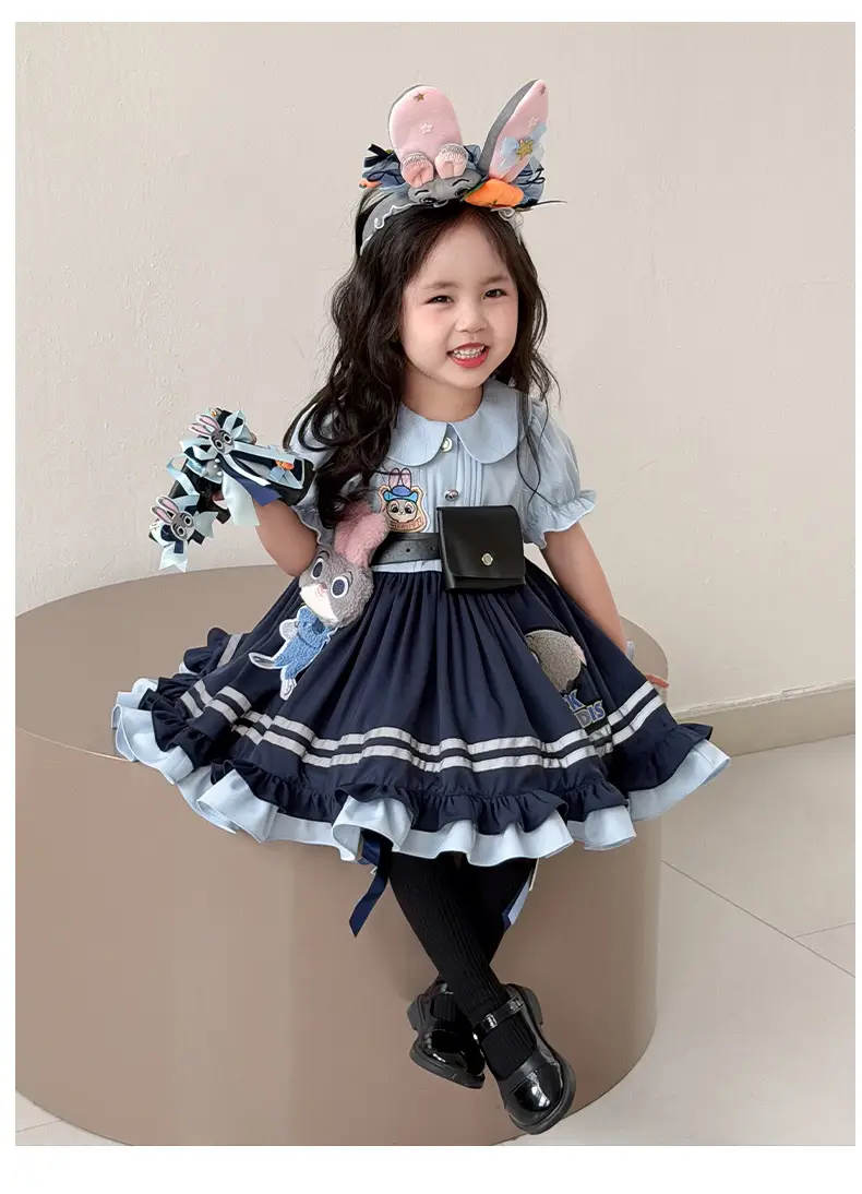 2026 Spring, Autumn, and Summer New Style Girls' Bunny Police Officer Outfit Children's Princess Dress Judy Police Officer Lolita Dress — feature 30