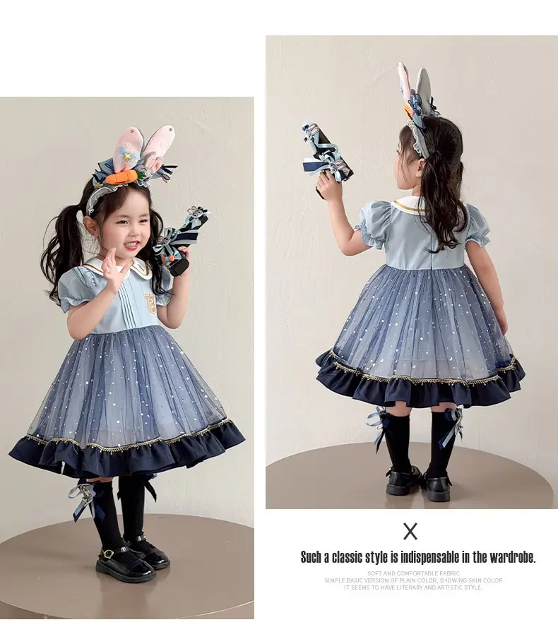 2026 Spring, Autumn, and Summer New Style Girls' Bunny Police Officer Outfit Children's Princess Dress Judy Police Officer Lolita Dress — feature 40