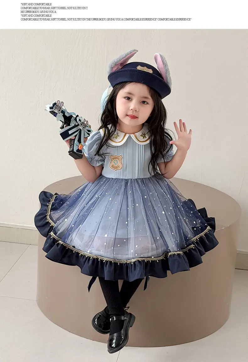 2026 Spring, Autumn, and Summer New Style Girls' Bunny Police Officer Outfit Children's Princess Dress Judy Police Officer Lolita Dress — feature 44