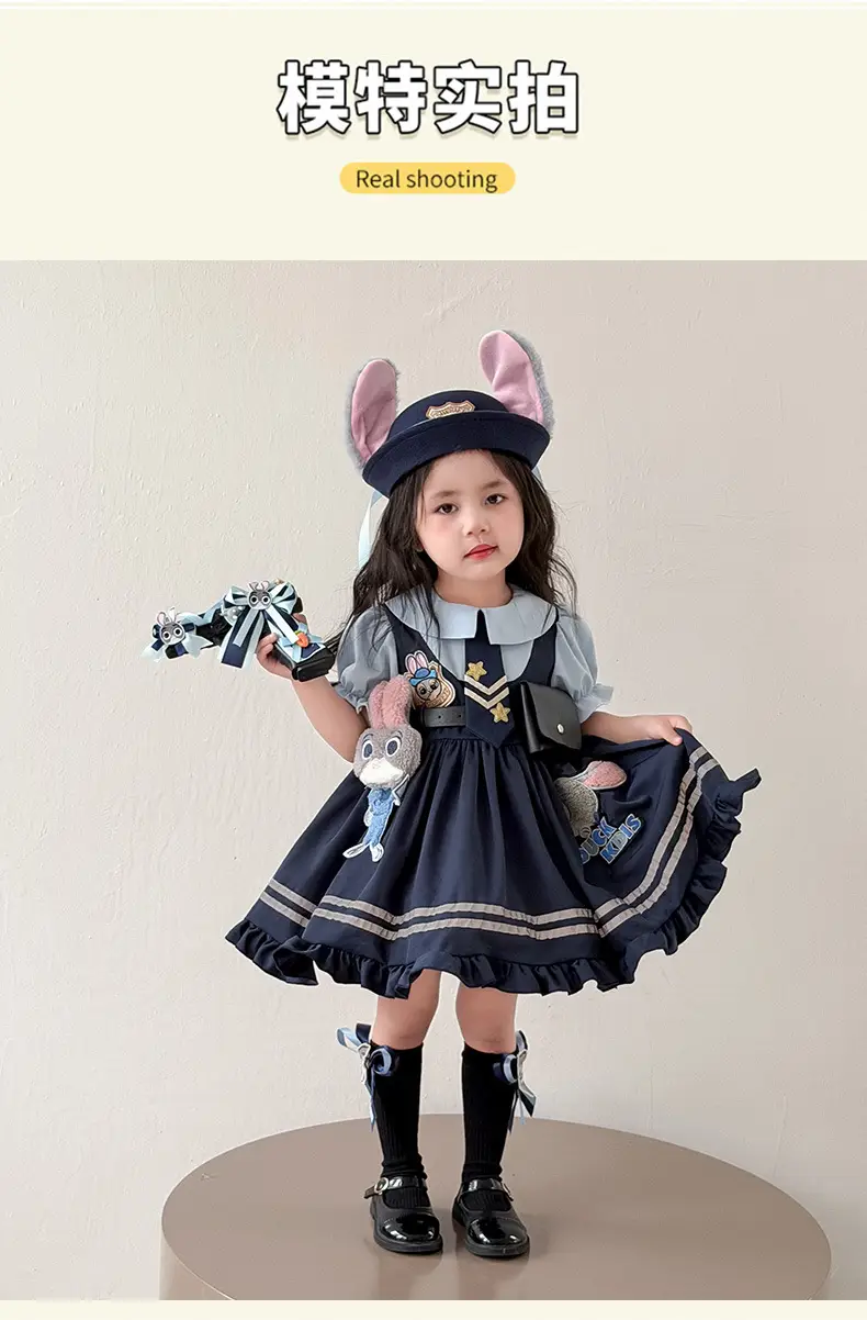 2026 Spring, Autumn, and Summer New Style Girls' Bunny Police Officer Outfit Children's Princess Dress Judy Police Officer Lolita Dress — feature 7