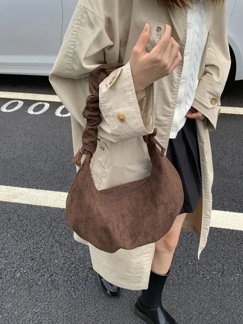 Beige Cotton Crossbody Bag Large Capacity - Image 9