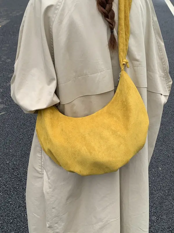 Beige Cotton Crossbody Bag Large Capacity - Image 10