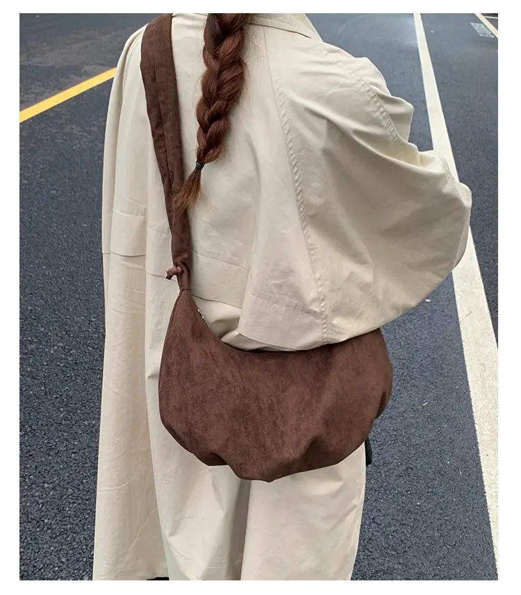 Beige Cotton Crossbody Bag Large Capacity — feature 17