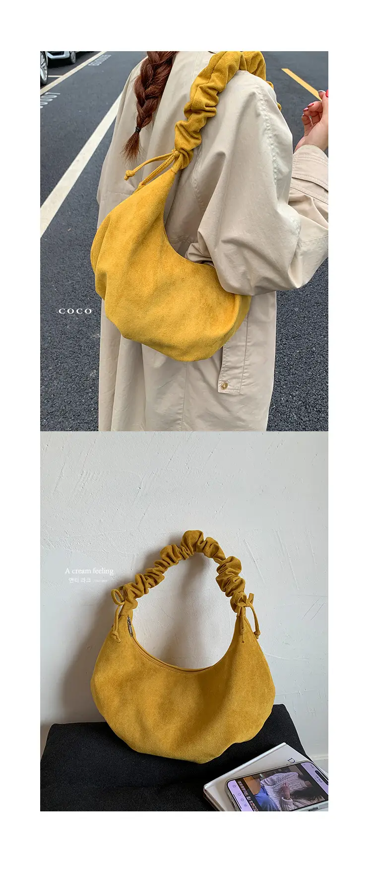 Beige Cotton Crossbody Bag Large Capacity — feature 21