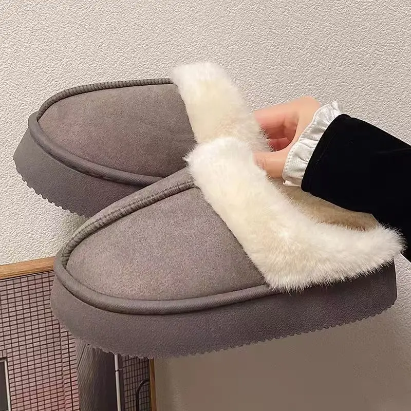 Cotton Slippers for Women, Velvet Thickeneded Soles, Non-Slip Indoor Heightening Slippers, Men's and Women's Couple Slippers, Cotton Slippers for Women
