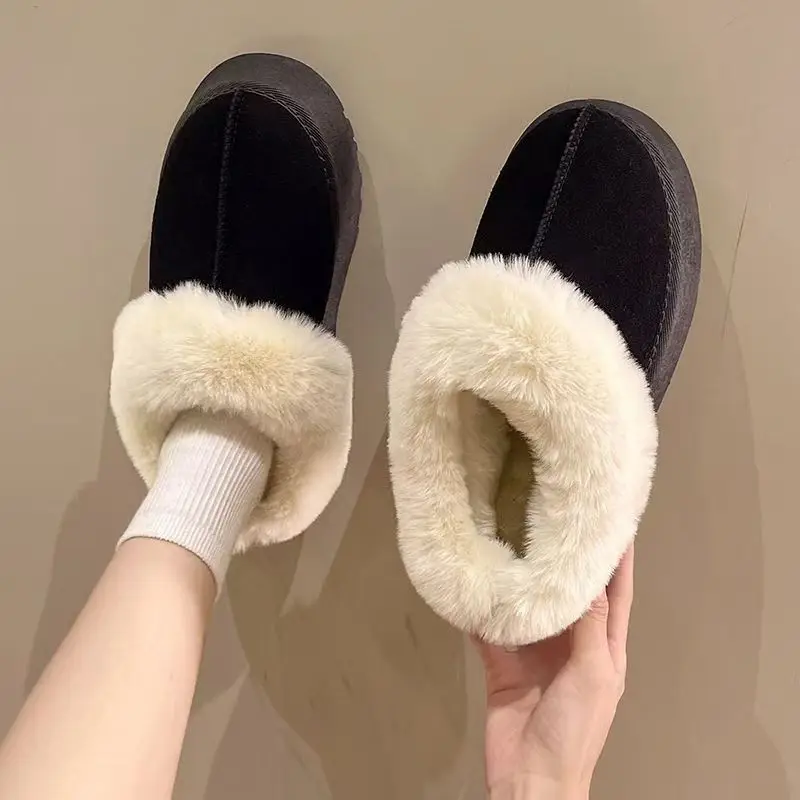 Cotton Slippers for Women, Velvet Thickeneded Soles, Non-Slip Indoor Heightening Slippers, Men's and Women's Couple Slippers, Cotton Slippers for Women