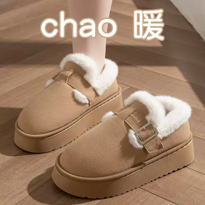 Cotton Slippers for Women, Velvet Thickeneded Soles, Non-Slip Indoor Heightening Slippers, Men's and Women's Couple Slippers, Cotton Slippers for Women