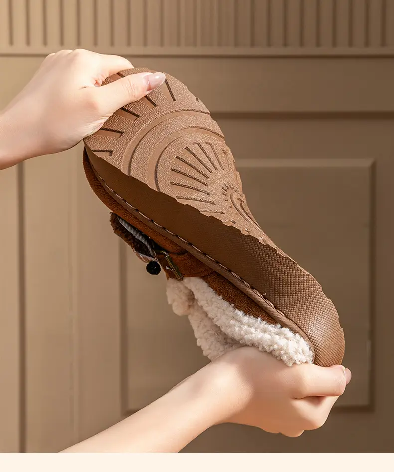 Cute Birkenstock Shoes Furry Slippers for Women to Wear Outside in Winter 2025 New Home Warm Thick-Soled Soft-Soled Non-Slip Cotton Slippers — feature 11