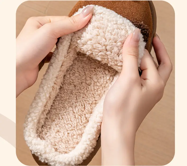 Cute Birkenstock Shoes Furry Slippers for Women to Wear Outside in Winter 2025 New Home Warm Thick-Soled Soft-Soled Non-Slip Cotton Slippers — feature 9
