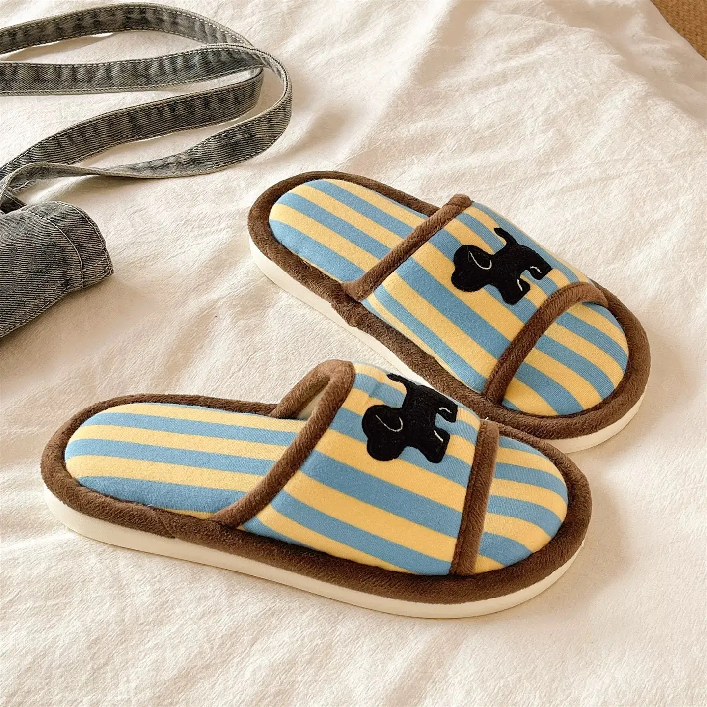 Cute Striped Cotton Slippers for Women Spring Summer - Image 5