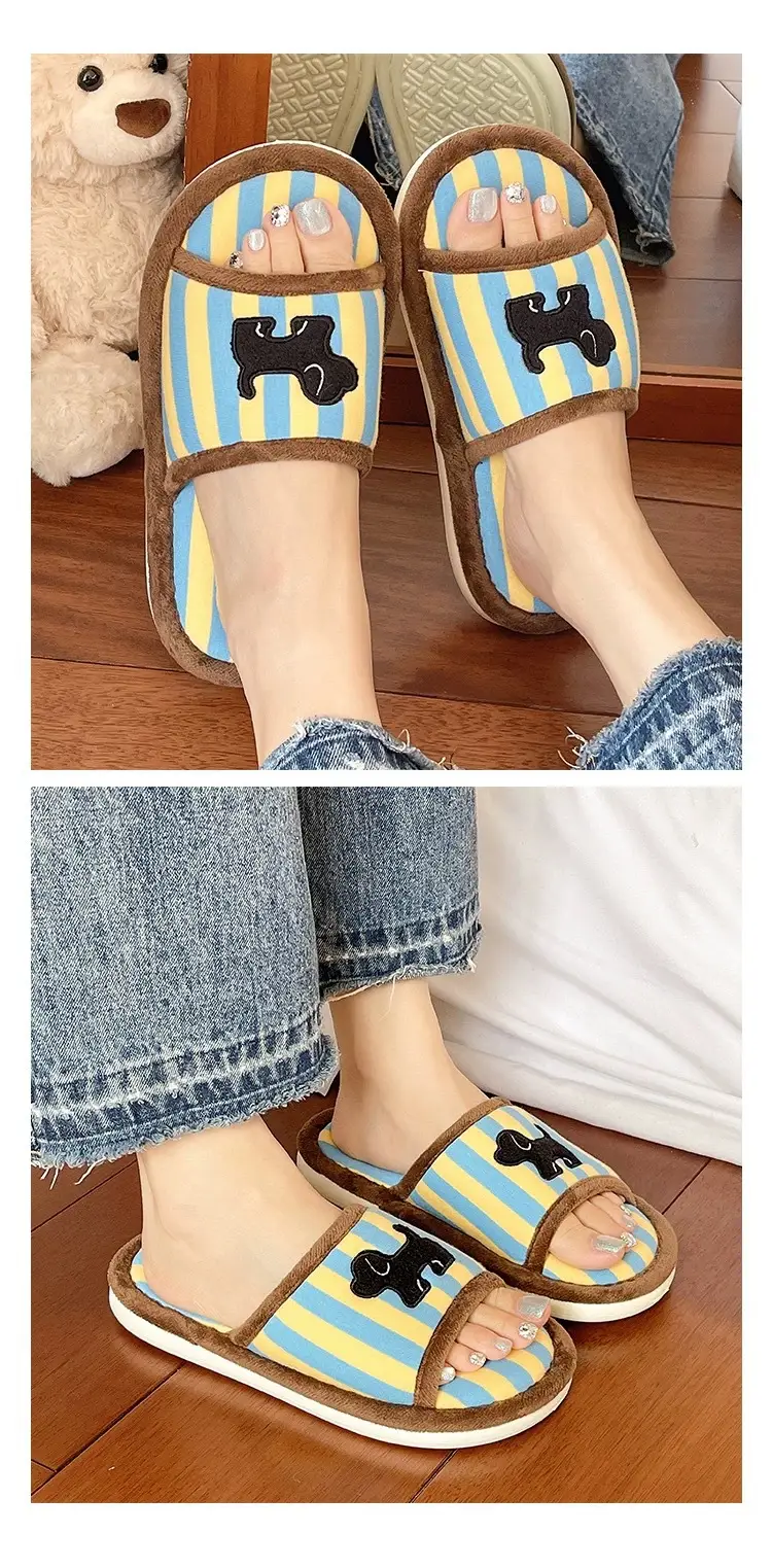 Cute Striped Cotton Slippers for Women Spring Summer — feature 11
