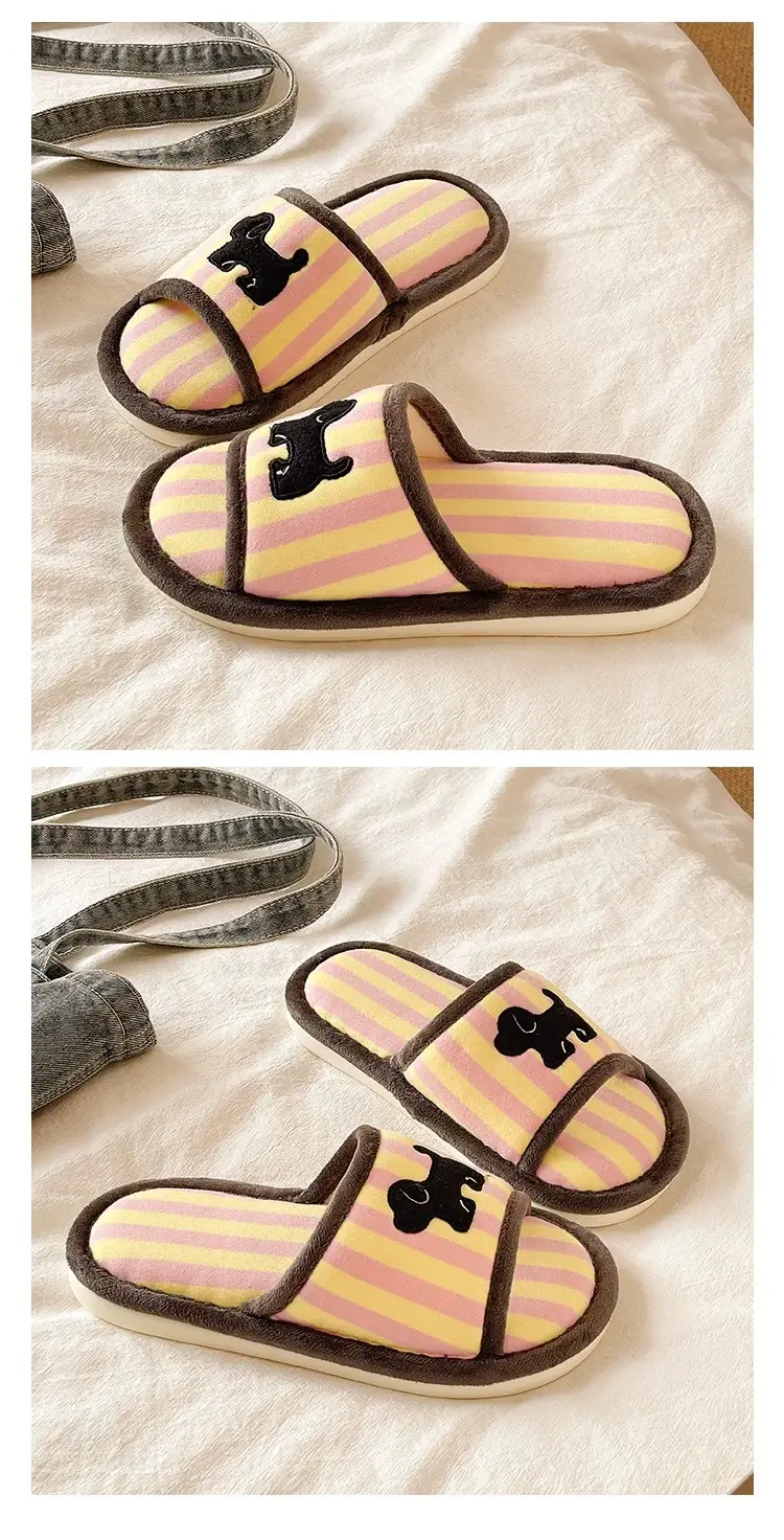 Cute Striped Cotton Slippers for Women Spring Summer — feature 4