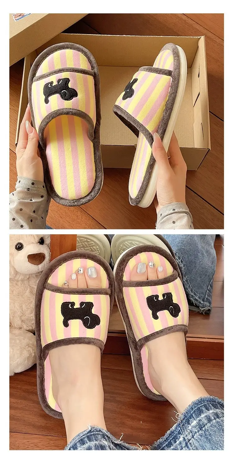 Cute Striped Cotton Slippers for Women Spring Summer — feature 8