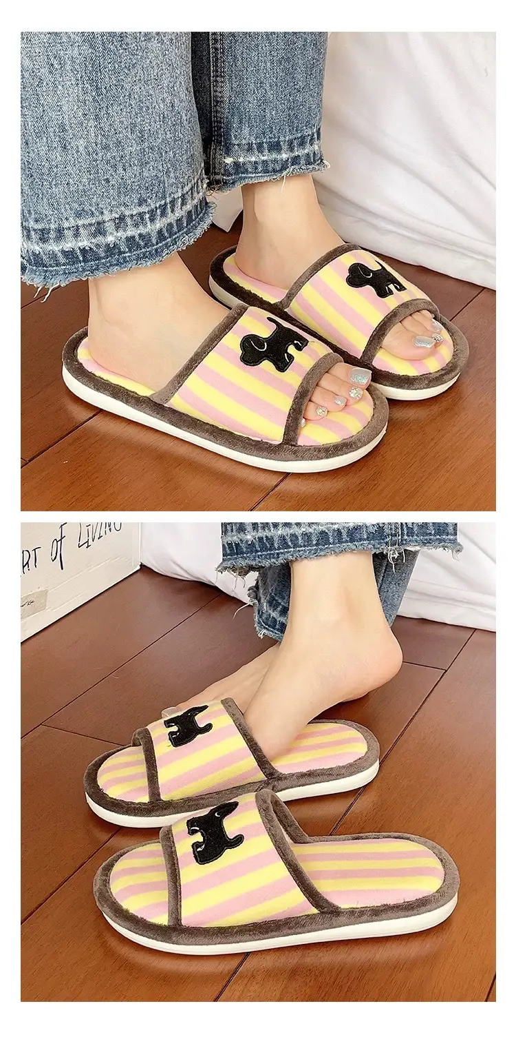 Cute Striped Cotton Slippers for Women Spring Summer — feature 9