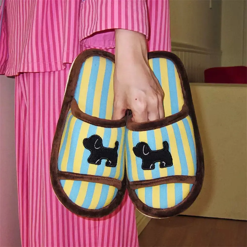 Cute Striped Cotton Slippers for Women Spring Summer - Image 2