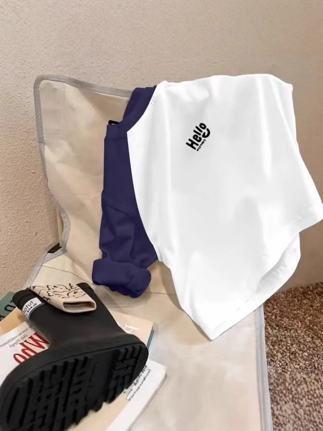 Boys Cotton Long Sleeve T-Shirt White Black Spring Autumn