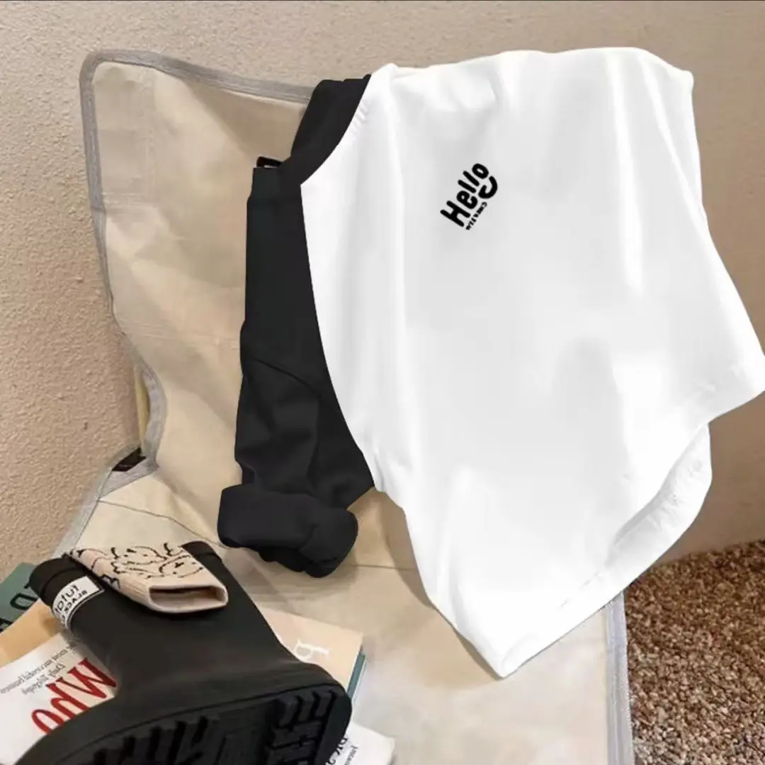 Boys Cotton Long Sleeve T-Shirt White Black Spring Autumn