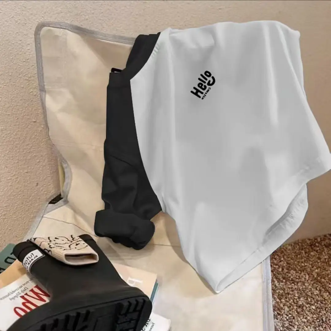 Boys Cotton Long Sleeve T-Shirt White Black Spring Autumn
