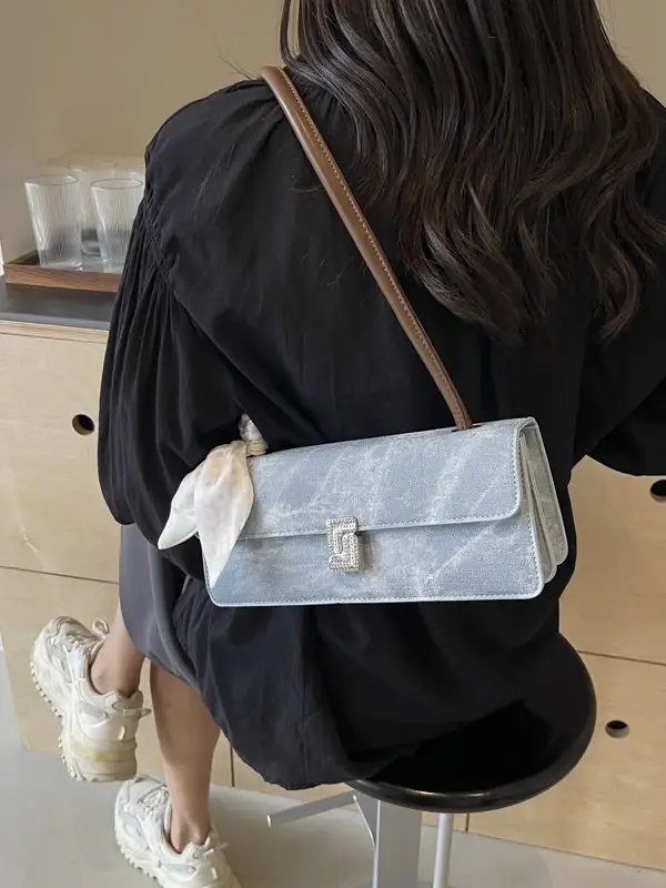 Women Satchel Bag with Bow Trim Black 2025 New Style - Image 8
