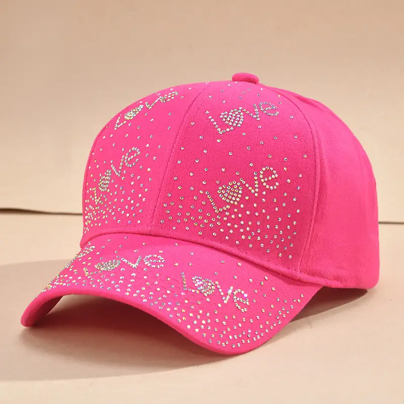 Black Rhinestone Love Baseball Cap with Diamond Design - Image 7