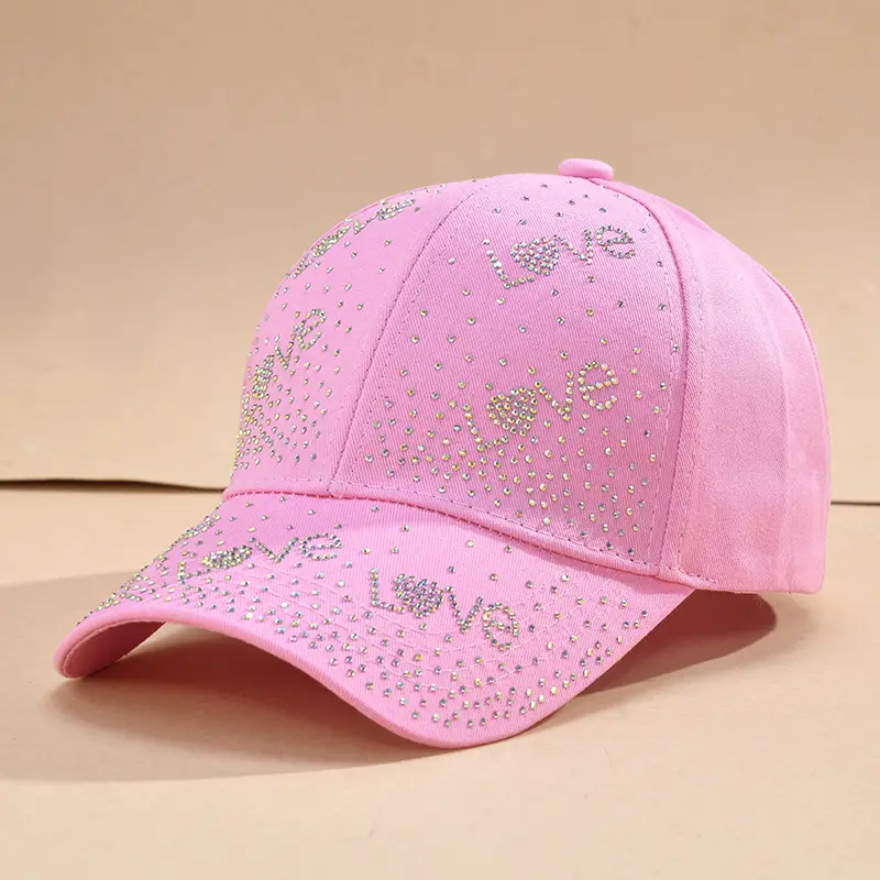 Black Rhinestone Love Baseball Cap with Diamond Design - Image 8