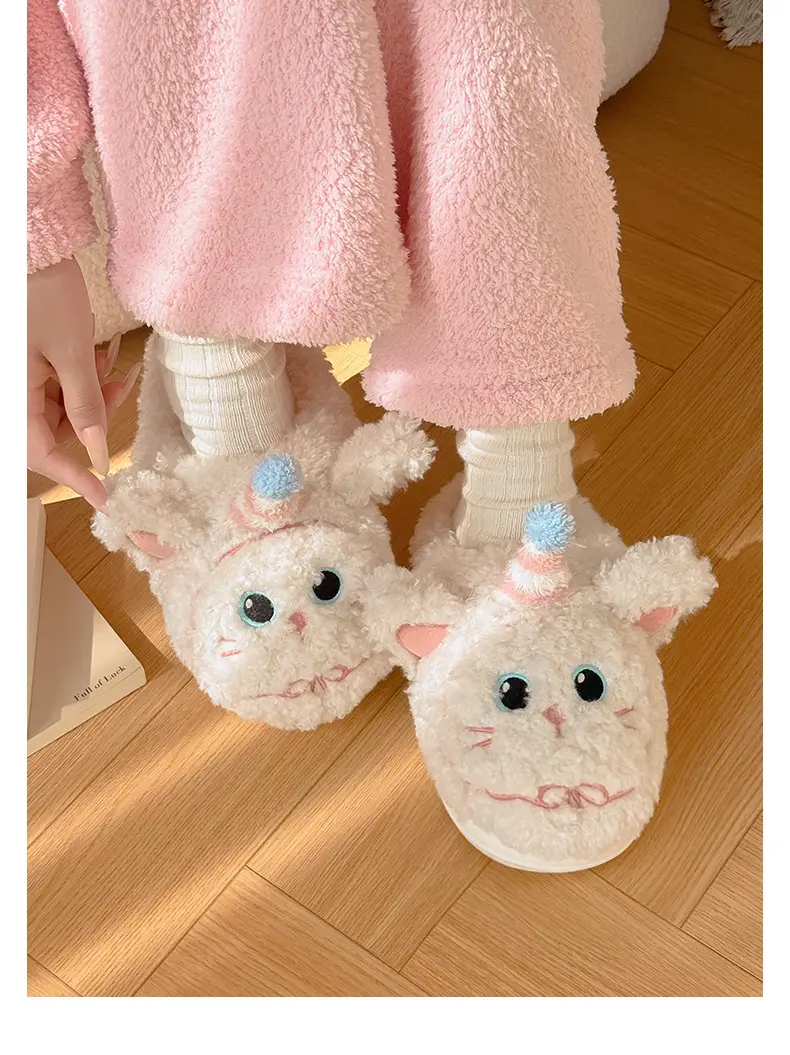 Qidan Shoe Factory Cotton Slippers for Women Autumn and Winter Cute Home Warm Indoor and Outdoor Wear Furry Cotton Slippers for Women — feature 7
