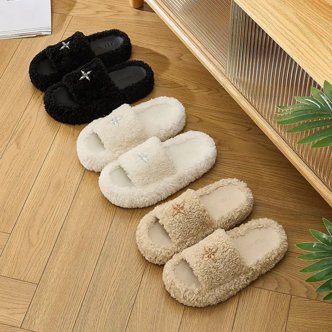 Thick-Soled Cotton Slippers for Women in Autumn and Winter 2025 New Indoor Non-Slip Warm Outer Wear Heightening Fashion Plush Slippers - Image 6