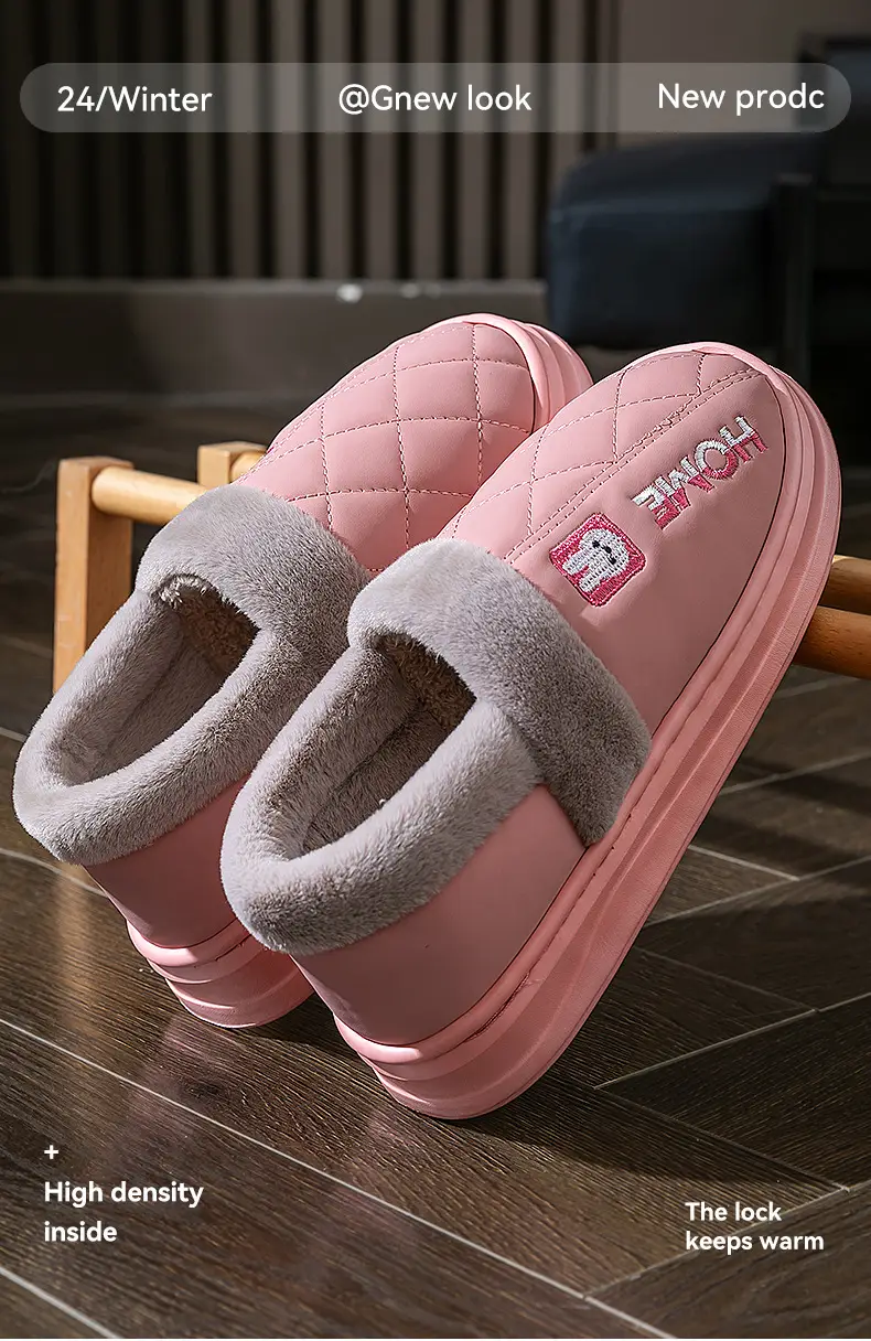 Men Winter Warm Anti-Slip Slippers Grey Brown — feature 9
