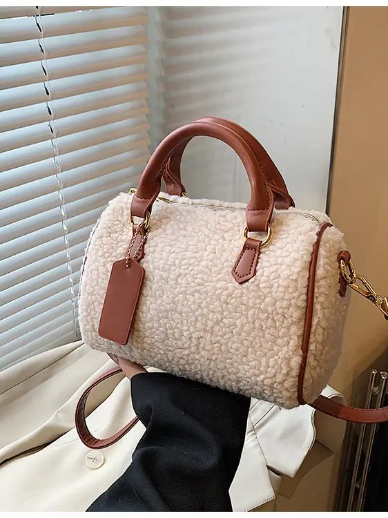 Women's Brown Plush Boston Crossbody Bag 2026 - Image 6